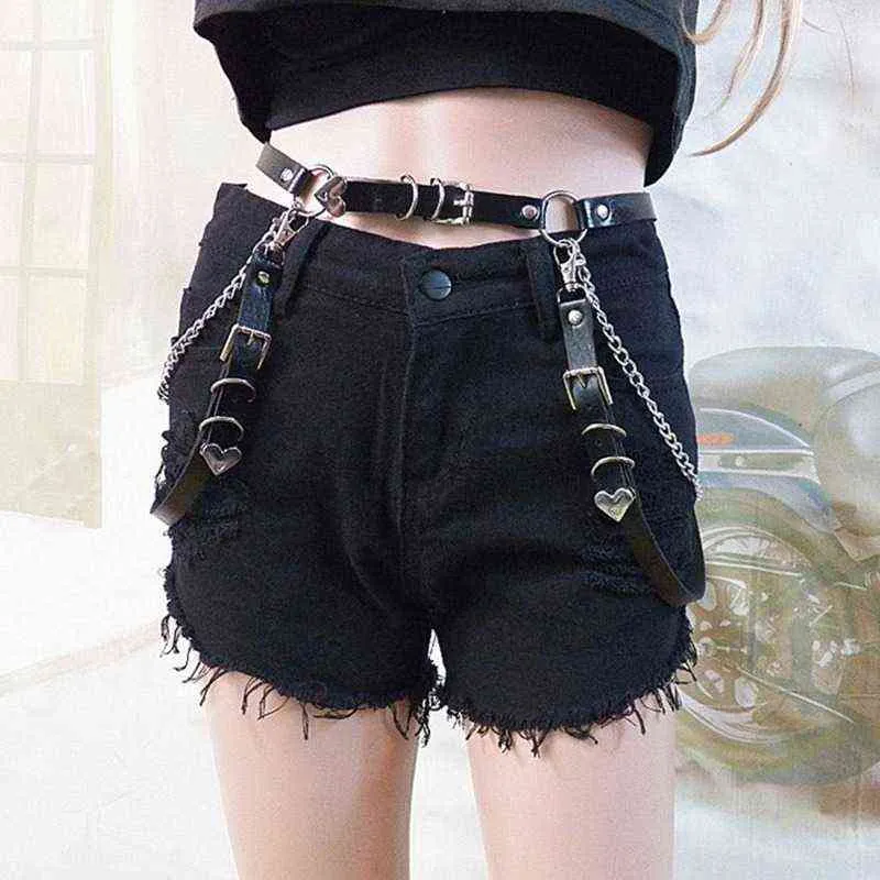 Cinturón Gótico Punk De Cuero Eigso - Con Corazón Y Cuernos, Ajustable, Para Hombre Y Mujer