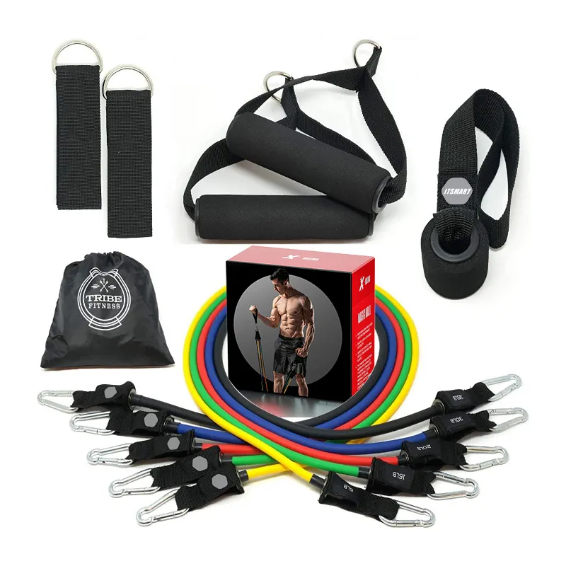 11 Pcs/Set Gift Box Resistance Band Crossfit Training Exercise Yoga Tubes Pull Rope,Rubber Expander Elastic Fitness Bands Q1225