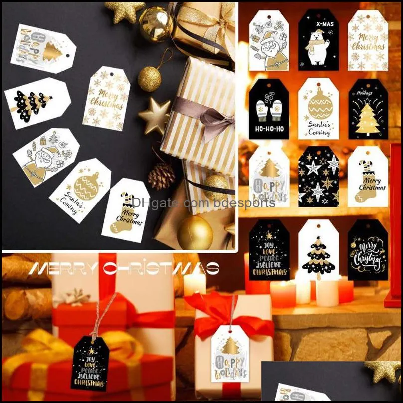 Christmas Decorations 48pcs DIY Kraft Paper Xmas Decoration Ball Gift Wrapping Tag Labels Hang Tags
