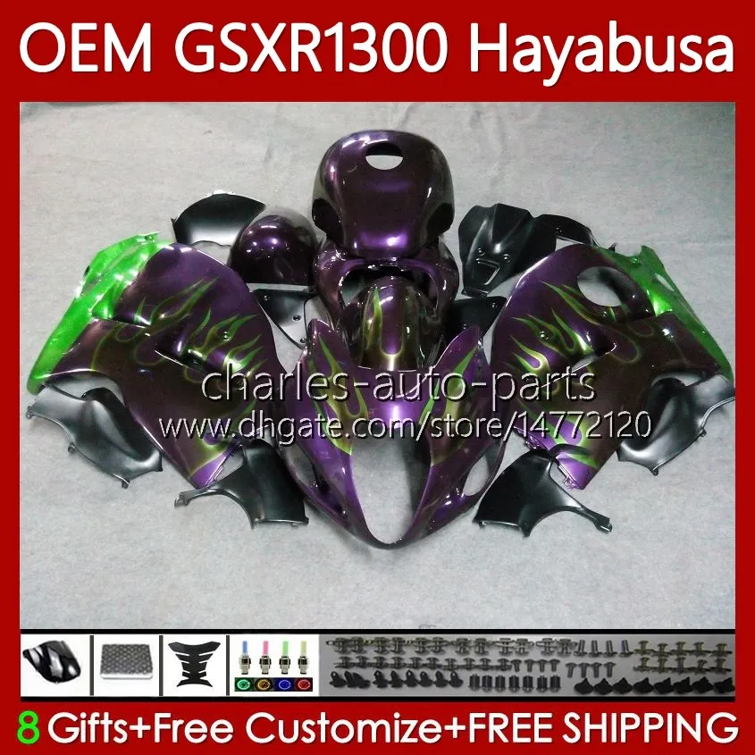 Les carénages OEM pour Suzuki Hayabusa GSXR-1300 2014 2015 2016 2017 2017 2019 77NO.99 GSXR 1300 CC GSX R1300 08-19 1300CC GSXR1300 08 09 10 11 12 13 Vert Vert Corps violet