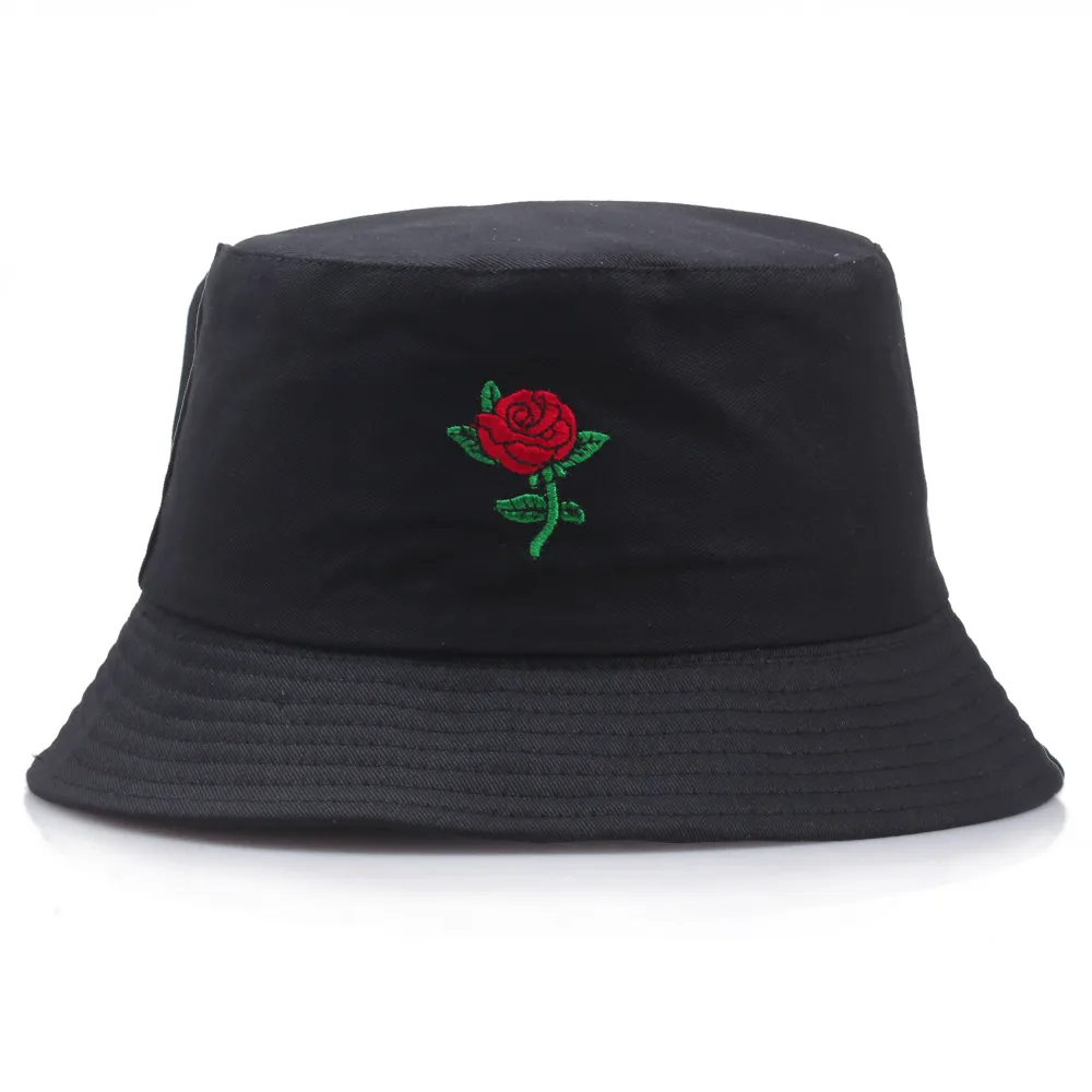 Sombreros de cubo de diseñador Sombrero bordado de rosas para hombres Mujeres Gorra de verano al aire libre Sombreros de pesca Sombrero para el sol