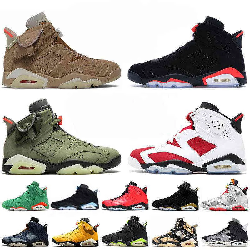 2023 정통 남성 야외 신발 6S Carmine 6 S British Khaki Cactus Jack Olive UNC Black Infrared DMP Hare Gatorade