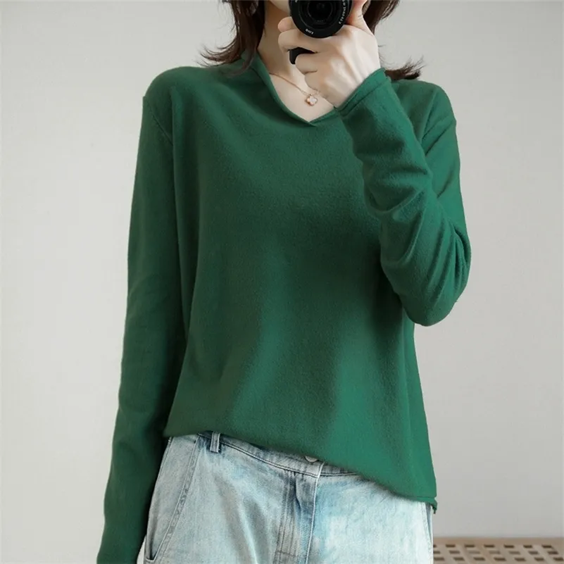 Pullover di alta qualità maglione di cashmere lavorato a maglia maglione a maniche lunghe con scollo a V donne pull femme nouveaute 201031