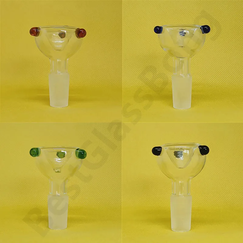 14mm Male Funnel Smoking Hookah Glass Bowl Pieces Filter Joint Bubbler Slide Round Tube Handle Nail Accessories For Beaker Bong Water Pipes