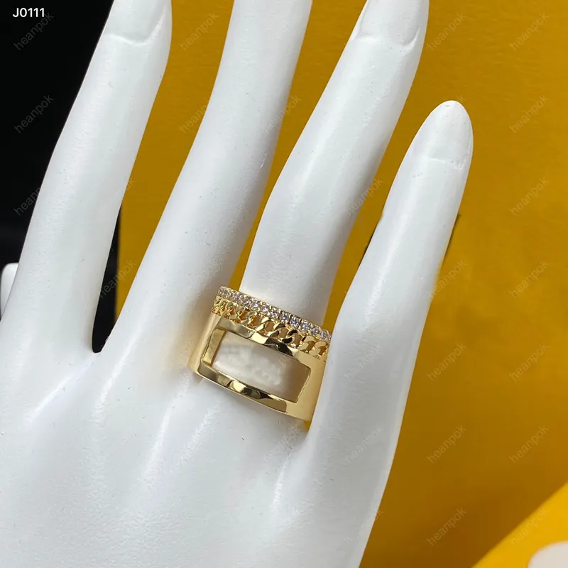 2022 Fashiom Anelli Designer Diamond Letters F Ring Engagements For Womens Wide Ring Designers Gioielli Ornamenti per anelli in oro con scatola 21122304