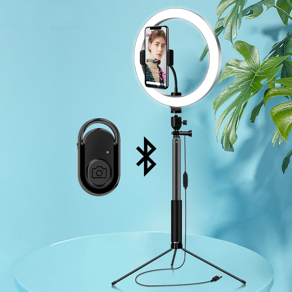 LED Ring Light Selfie Circle Lamp avec trépied de support de téléphone flexible pour le maquillage Photo Video Lighting Ringlight sur TikTok YouTube