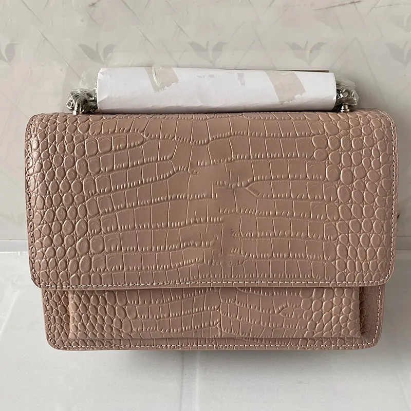 Sıcak Satmak Klasik Gerçek Deri Timsah Tahıl Kapak Kabuğu Paketleri Moda Zinciri Messenger Çanta Tek Omuz Crossbody Çanta Çanta Çanta