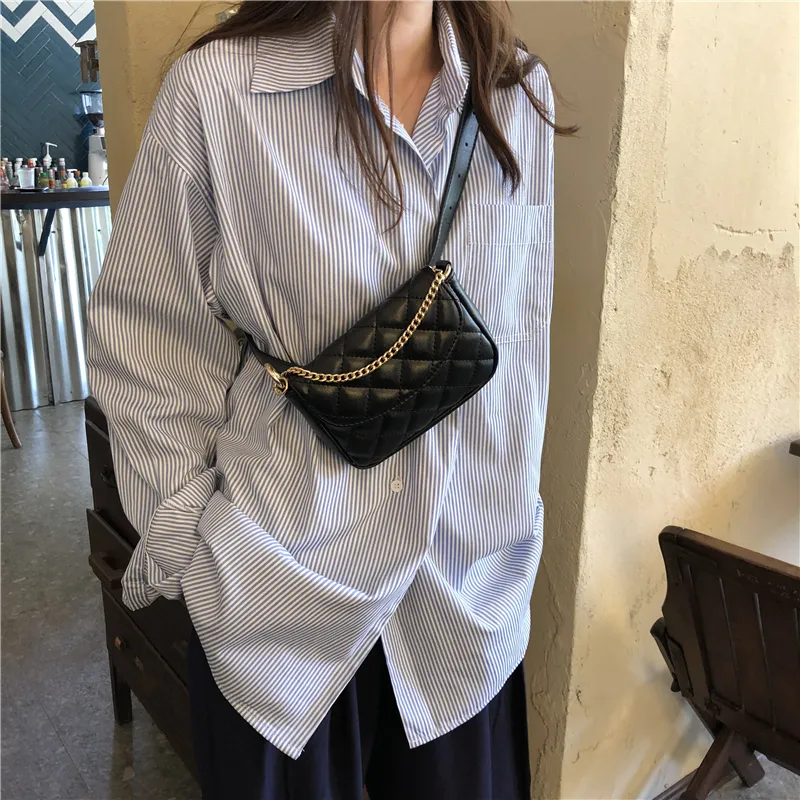 HBP handväska mini myntväska mode midjeväskor personlighet designer axelväska dam enkel kedja bumbag fanny pack tote rund crossbody nylon Tråd Galler