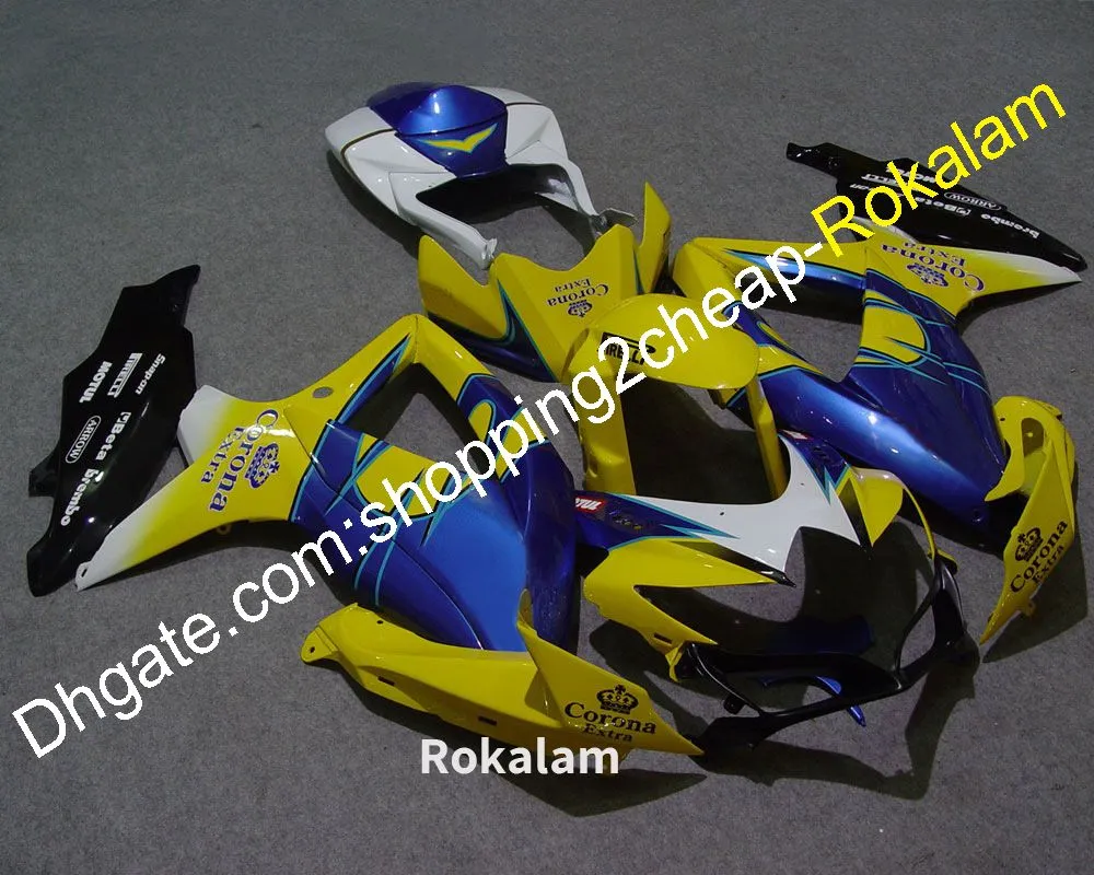 鈴木GSXR600 R750 08 09 09 10 GSXR 600 750 GSXR750 2008 2009 2010 K8イエローブルーブラックオートバイ部品（射出成形）