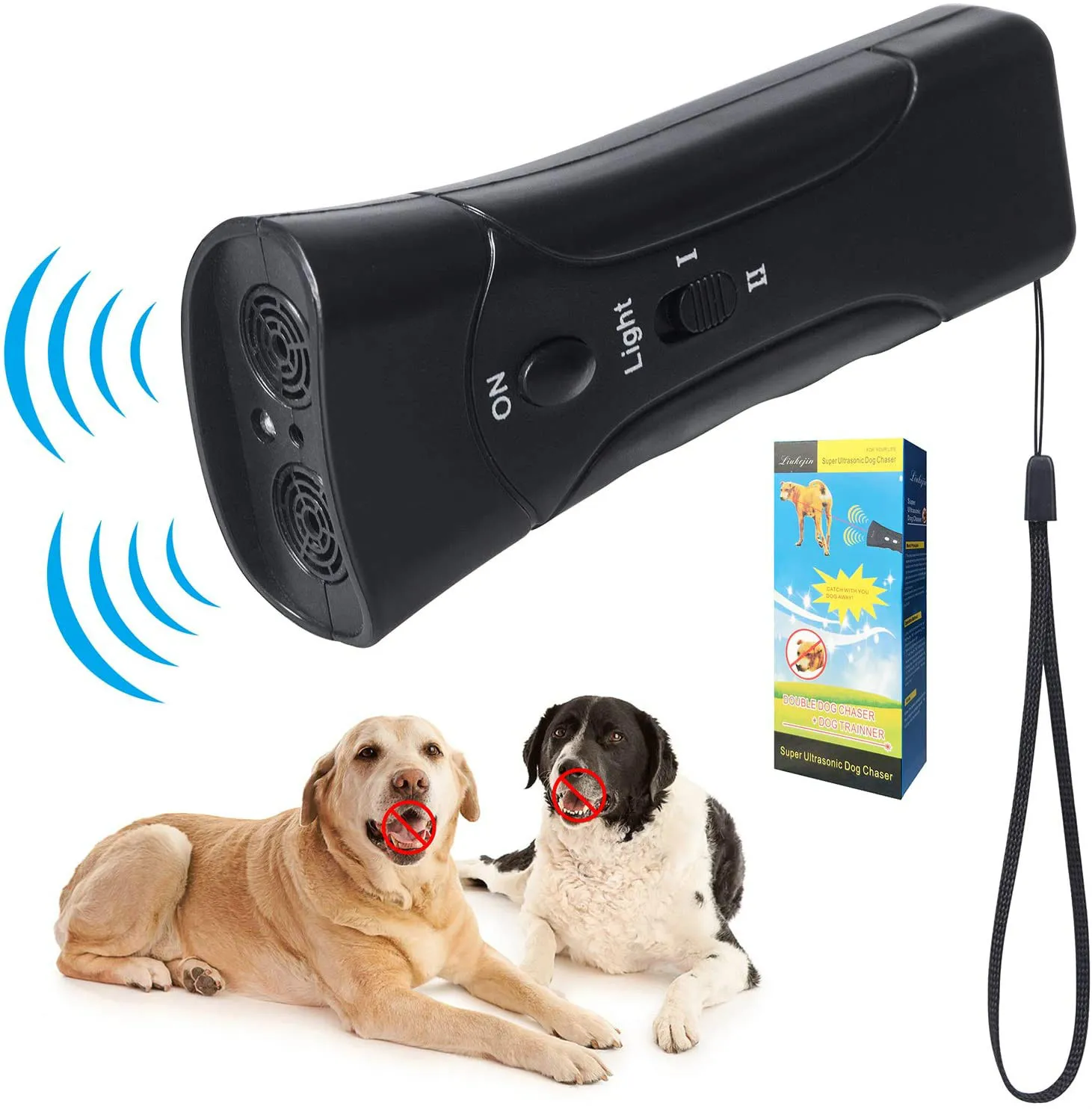 3 in 1 Ultrasonic LED Pet Dog Repeller Stop Bark Dog Training Trainer Device Anti Barking Flashlight 2 Colors