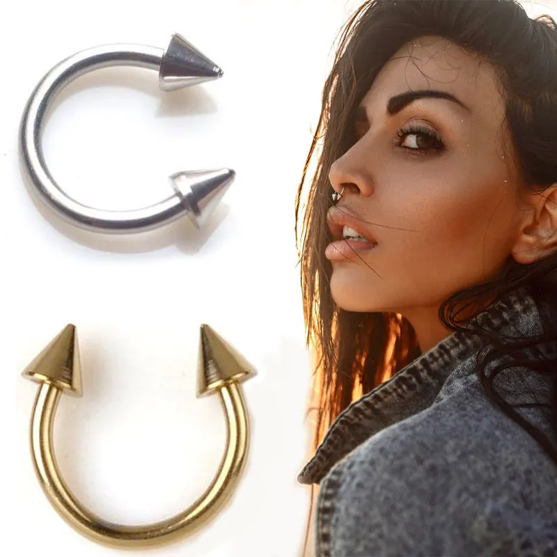 Spike Septum Hoop Piercing Real Stainless Steel Nose Septum Ring For Men Women Cartilage Earrings Lip Nipple Eyebrow Rings Wholesale Price