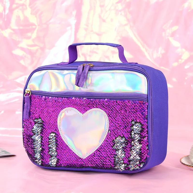 Paillettes a forma di sirena Confezione di refrigeratori isolati Foglio di alluminio Borse per il pranzo per bambini Borsa per pasti portatile Fit Working Ang School 24hh E1