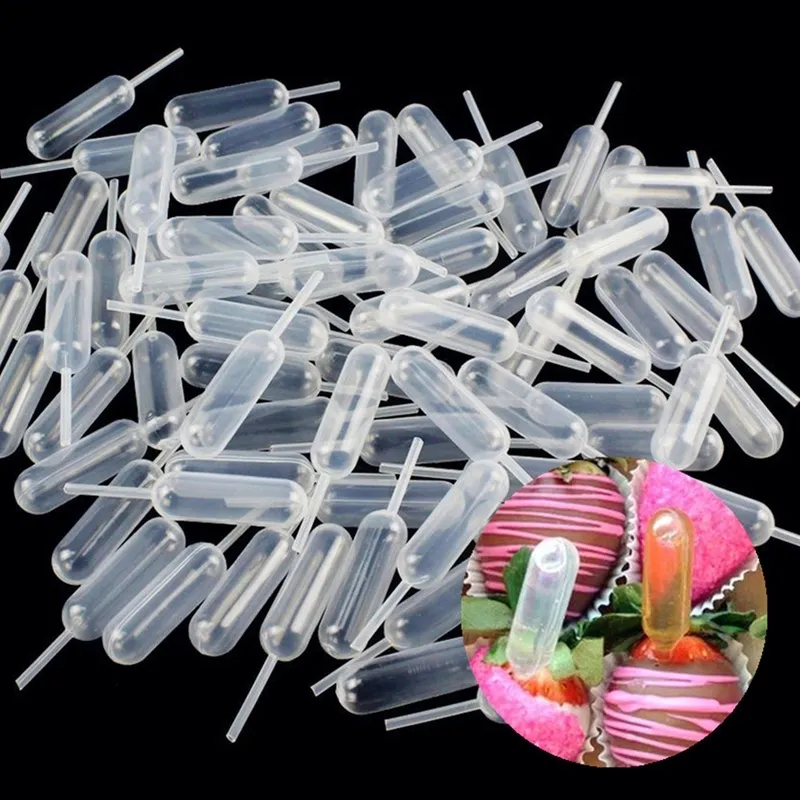 50pcs en plastique Squeeze 4ml pipettes de transfert compte-gouttes pipettes jetables pour fraise Cupcake crème glacée chocolat gâteau Toppers Y200618