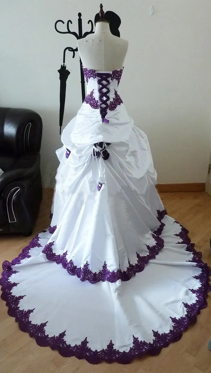 Ball Gown Purple And White Wedding Dress Ball Gown Pretty
