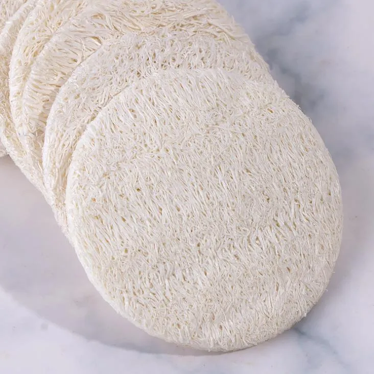 Bath Brushes Sponges Scrubbers Natural Facial Pads Disc Makeup Remove Exfoliating Face Loofah Pad Small Size Luffa Loofa