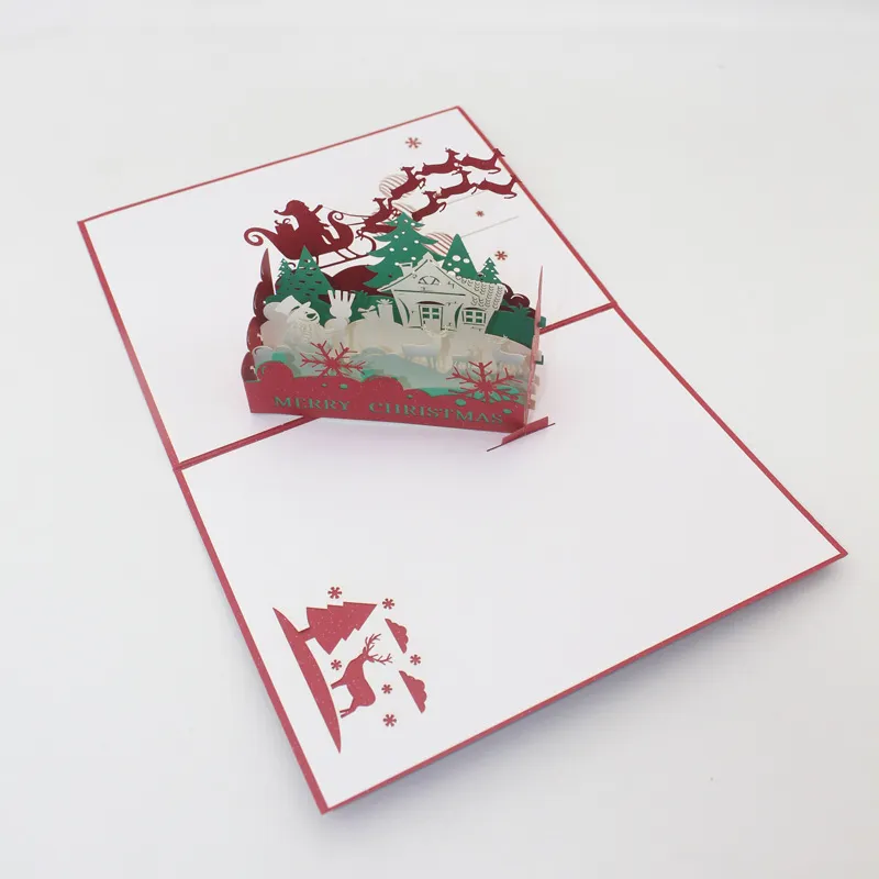 Leuke DIY Kerstboom Handgemaakte 3D Pop-up Wenskaarten Uitnodigingen Feestelijke feestartikelen