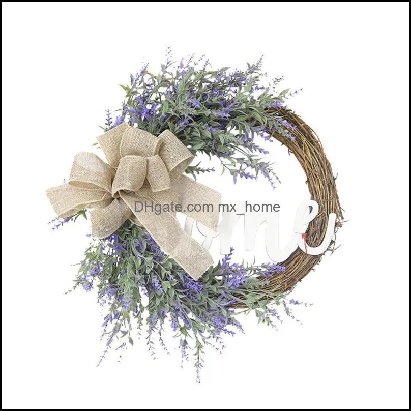Decorative Flowers & Wreaths Wedding Decoration 30cm Rattan Wreath Metal Hoop Decal Floral Home Decor For Hanging Artificial Flower