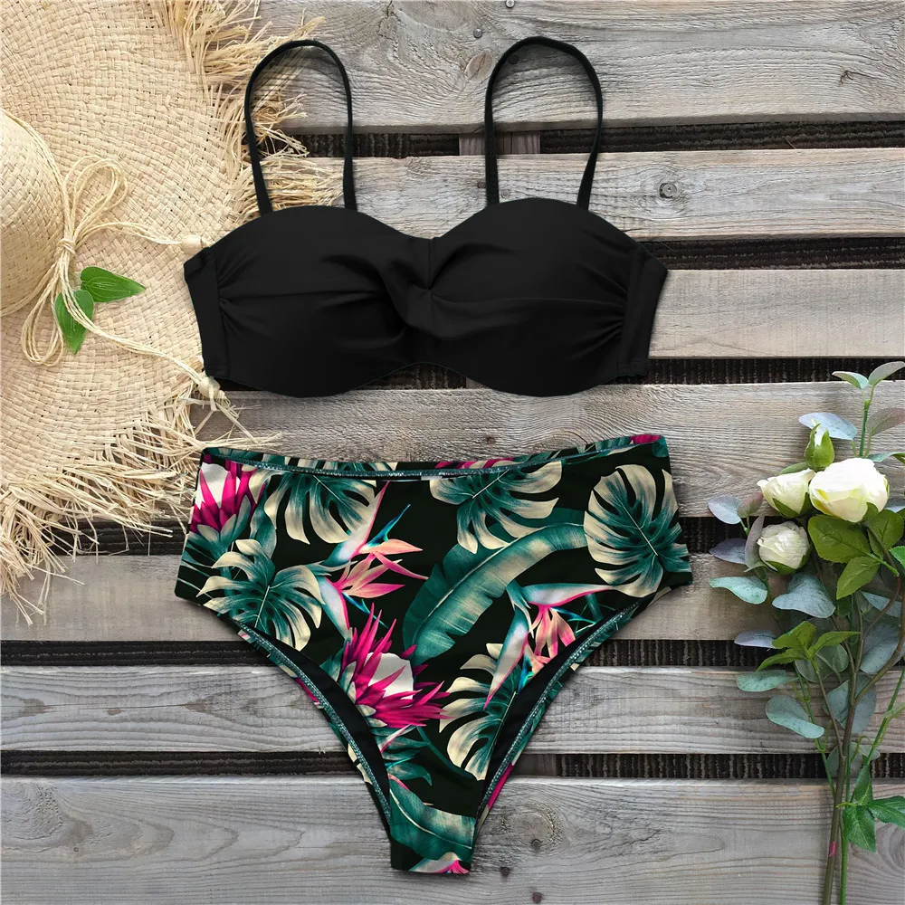 Sexy Leaf Print Bikini 2020 Female Swimsuit Women Swimwear Thong