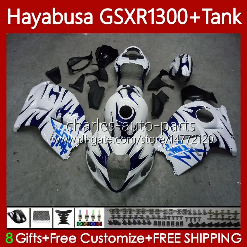 OEM BODY + TANK VOOR SUZUKI HAYABUSA GSXR 1300CC GSXR-1300 1300 CC 1996 2007 74NO.176 GSX-R1300 GSXR1300 96 97 98 99 00 01 GSX R1300 02 03 04 05 06 07 Fairing Kit Blue Flames