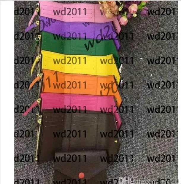 Najwyższej jakości Kobiety Człowiek Z Box Skórzany Multicolor Krótki Portfel Uchwyt Karty Klasyczny Zipper Portfel