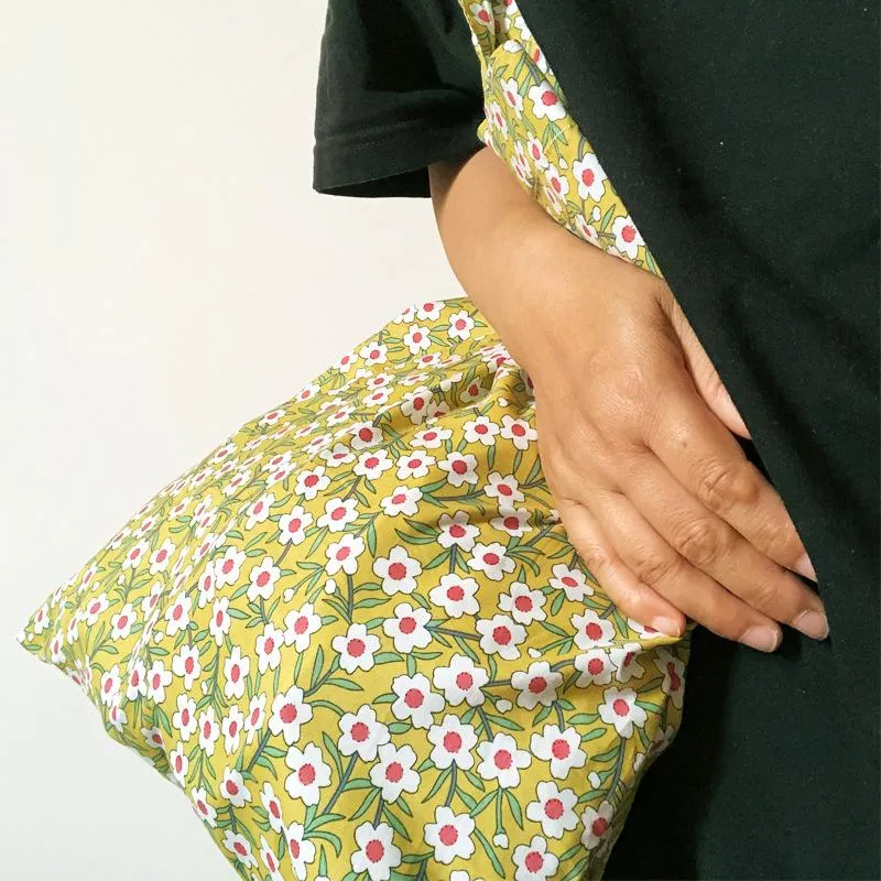 HPB – Mini sac en toile Recyclable à fleurs, Design Simple, grande capacité, fourre-tout en velours côtelé pour femmes, Bolsas Ecologicas réutilisables K7CS