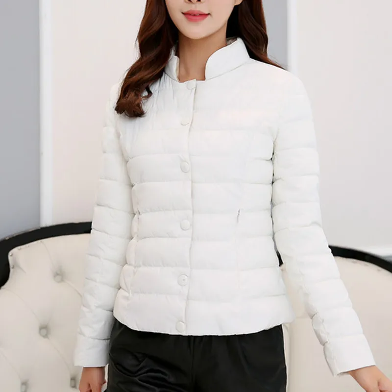 Size 20 Woman Down Cotton Puffer Coat Slim Fit Winter Fashion In