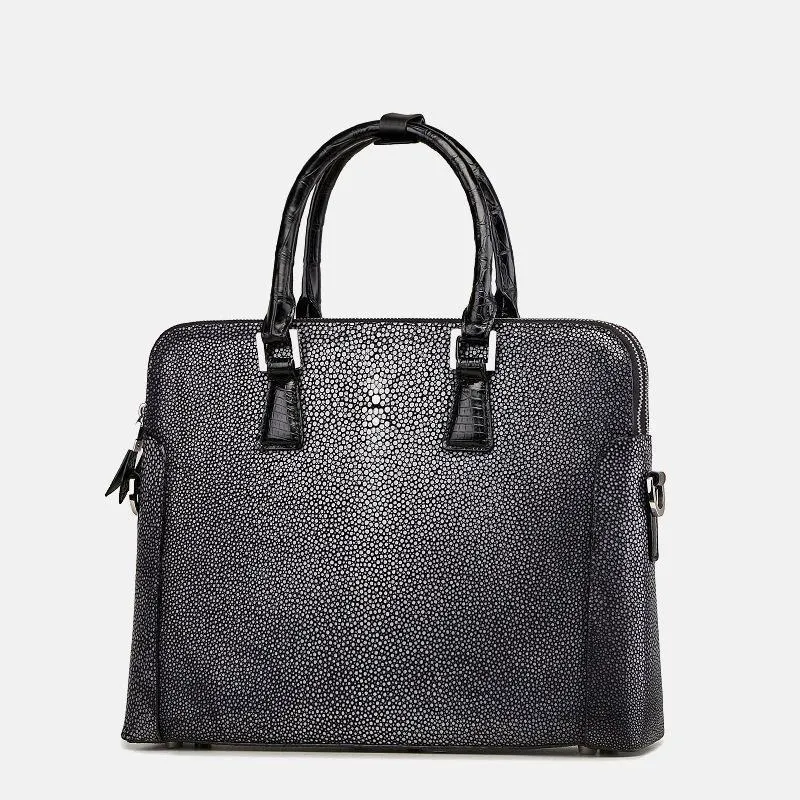 Porte-documents fantaisie véritable peau véritable fermeture à glissière hommes d'affaires porte-documents sac à main exotique véritable alligator cuir mâle ordinateur portable sac à main1