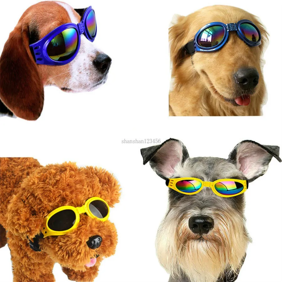 Pet Puppy Sunglasses Dog Sunglasses Goggles with Adjustable Head Chin Straps Windproof Eye Wear Protection will and sandy drop ship