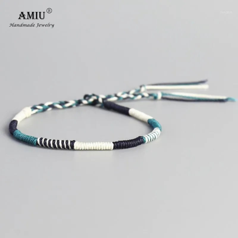 Tennis AMIU fait à la main imperméable tissé cire fil Wrap Bracelet Simple corde noeud amitié pour hommes et femmes1