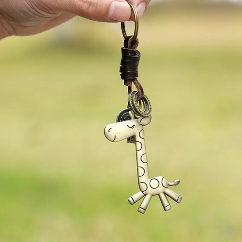 Bronze Giraffe Keychain Cartoon Animal Ciraffe Key Ring Letter Tag Key Chains Keyring Bag Hangs For Women Men Fine Fashion Jewelry Will and Sandy Drop Ship