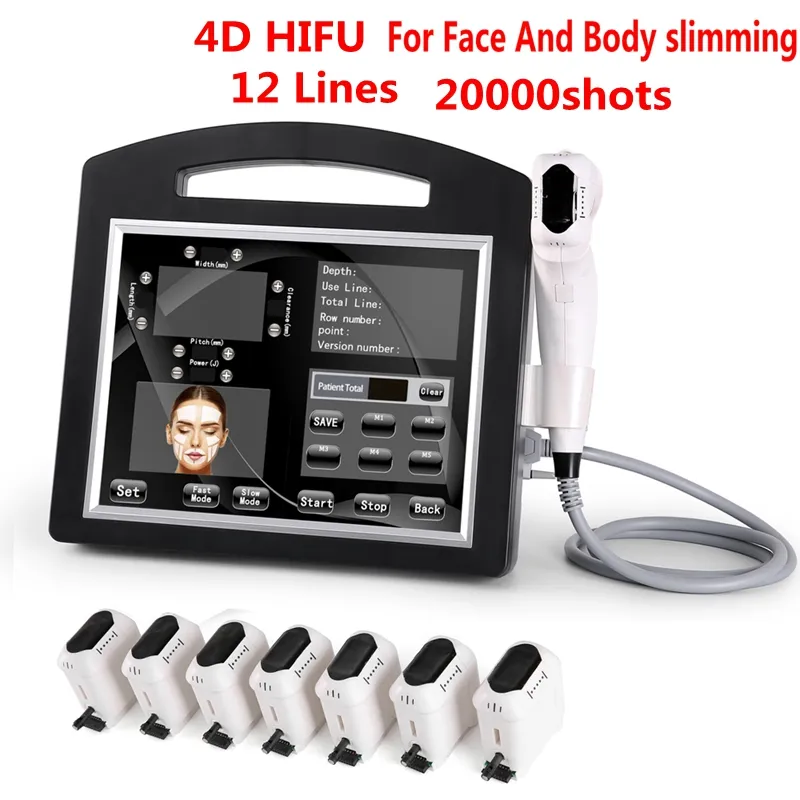 3D 4D HIFU Machine 12 Lines 20000 Shots High Intensity Focused Ultraljud Face Lift Anti Wrinkle Body Bantning