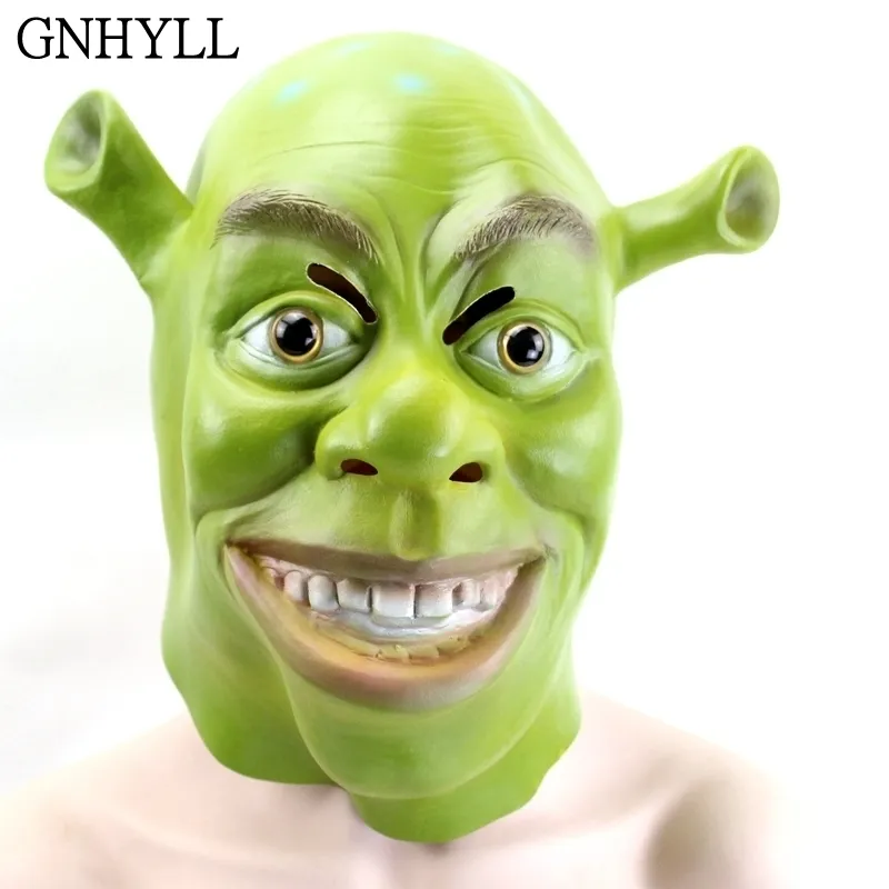 Gnhyll verde shrek látex máscaras filme cosplay prop adulto máscara de festa de animal para o traje de festa de Halloween fantasia vestido bola y200103