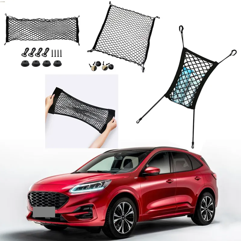 For Ford Escape Kuga Car Vehicle Black Rear Trunk Cargo Baggage Organizer Storage Nylon Plain Vertical Seat Net