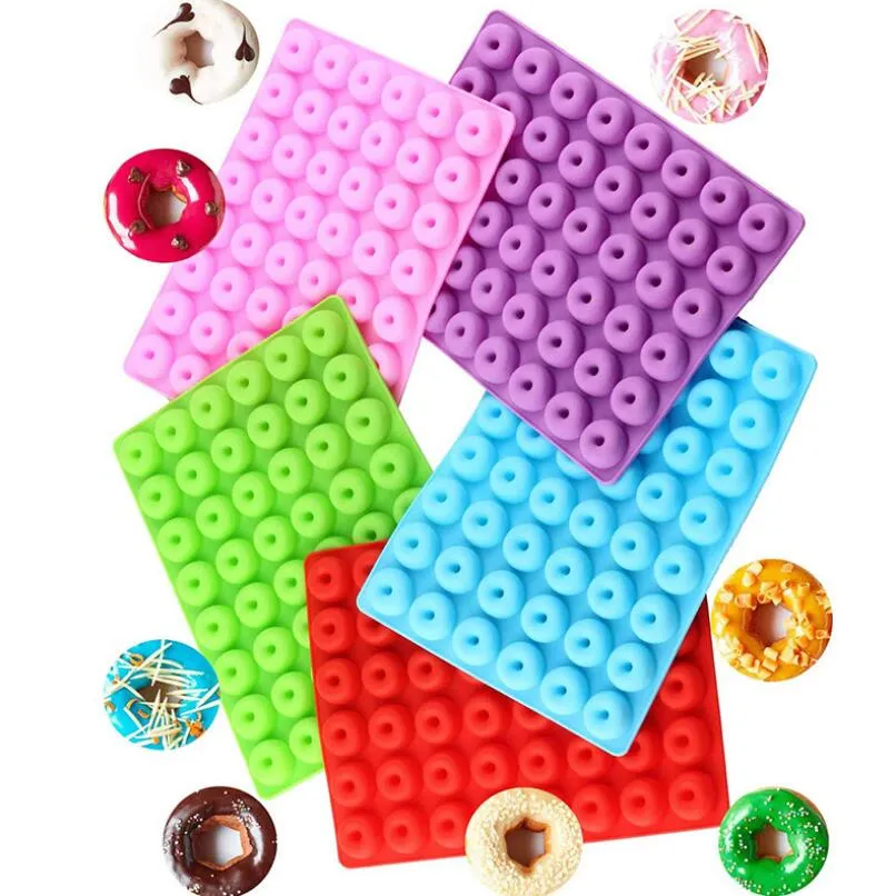 Silicone Doughnut Cake Mold DIY Donuts Mold 48 holes Baking Cookie Chocolate Soft Candy and Hard Candy Creative mould ZYY439