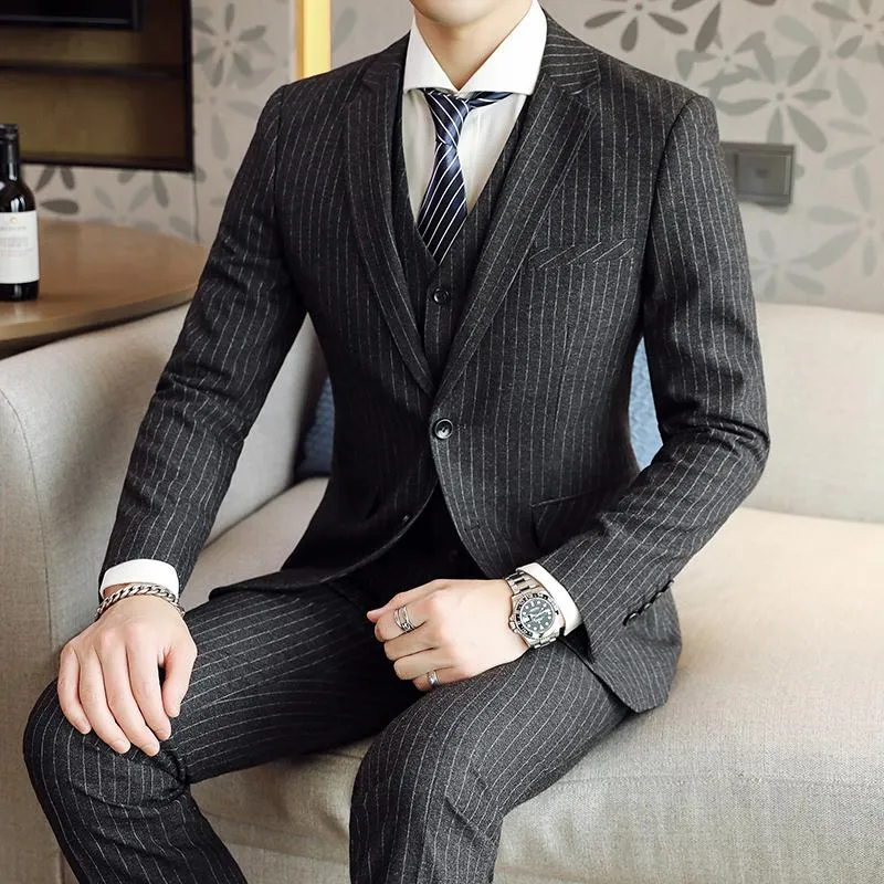 安い 販売オンライン メンズスーツブレザー ジャケット ベストパンツ 22メンズファッションブティックストライプフォーマルビジネスハイエンドの結婚式の新郎 オンラインストア特売 Kyc Industriasdao Com
