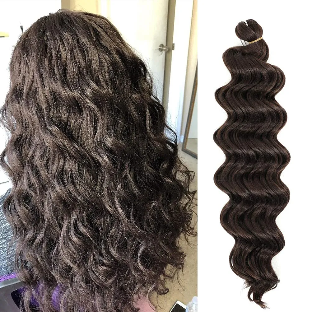 Curly Crochet Braid Rainbow Braiding 22 '' Syntetiska hårförlängningar Deep Wave Bulk Hår Havsvågsvirketter för bulkhår LS03