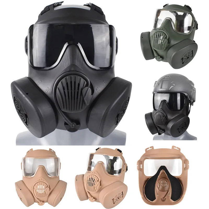 Máscara de PC tática ao ar livre com fãs Paintball CS Games Airsoft Shooting Huting Face Protection Gear no03-326