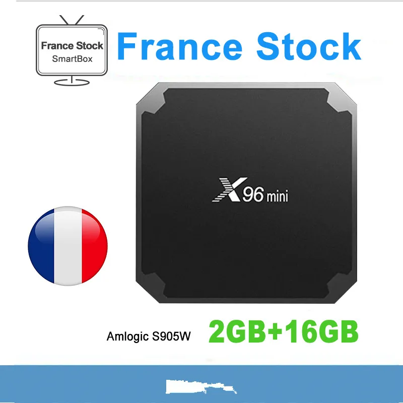 Stock France X96 MINI 2GB 16GB Amlogic S905W Android 9.0 TV BOX 1 Year Subs Cod Media player för smart tv android box