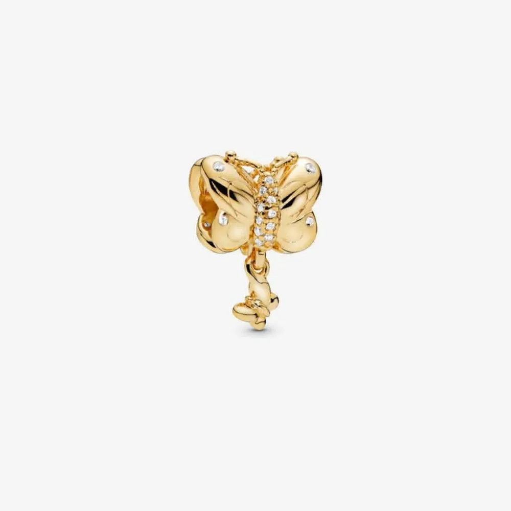 100% 925 Sterling Silver Gold Butterfly Charms Fit Original Europeia Charme Pulseira Moda Mulheres Noivado Jóias Acessórios