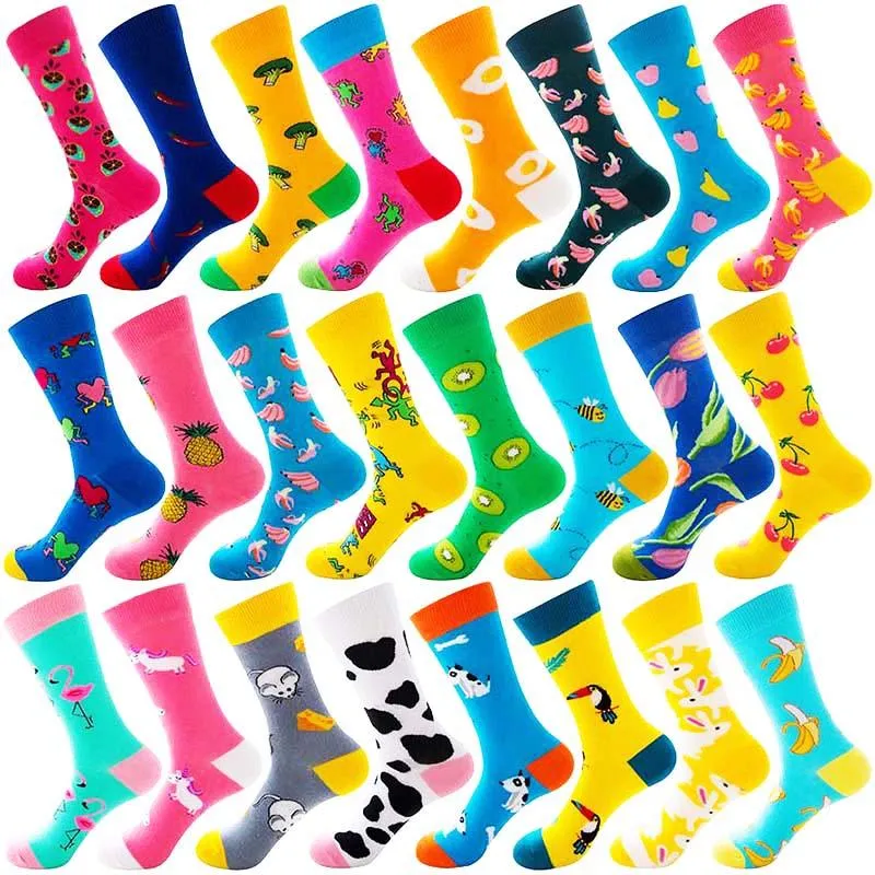 Men's Socks Casual Colorful Crew Party Crazy Cotton Happy Funny Skateboard Novelty Male Dress Wedding For Gifts