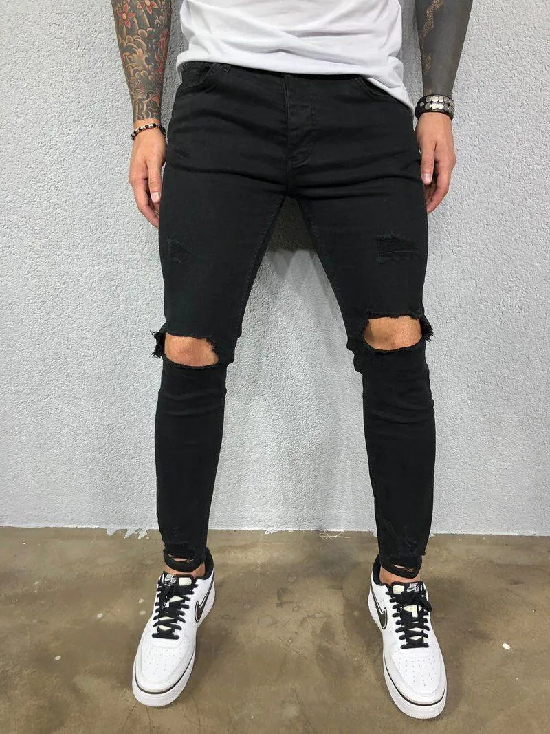 Mejor Precio En A Granel Jeans Pour Homme Trou Du Genou D chir