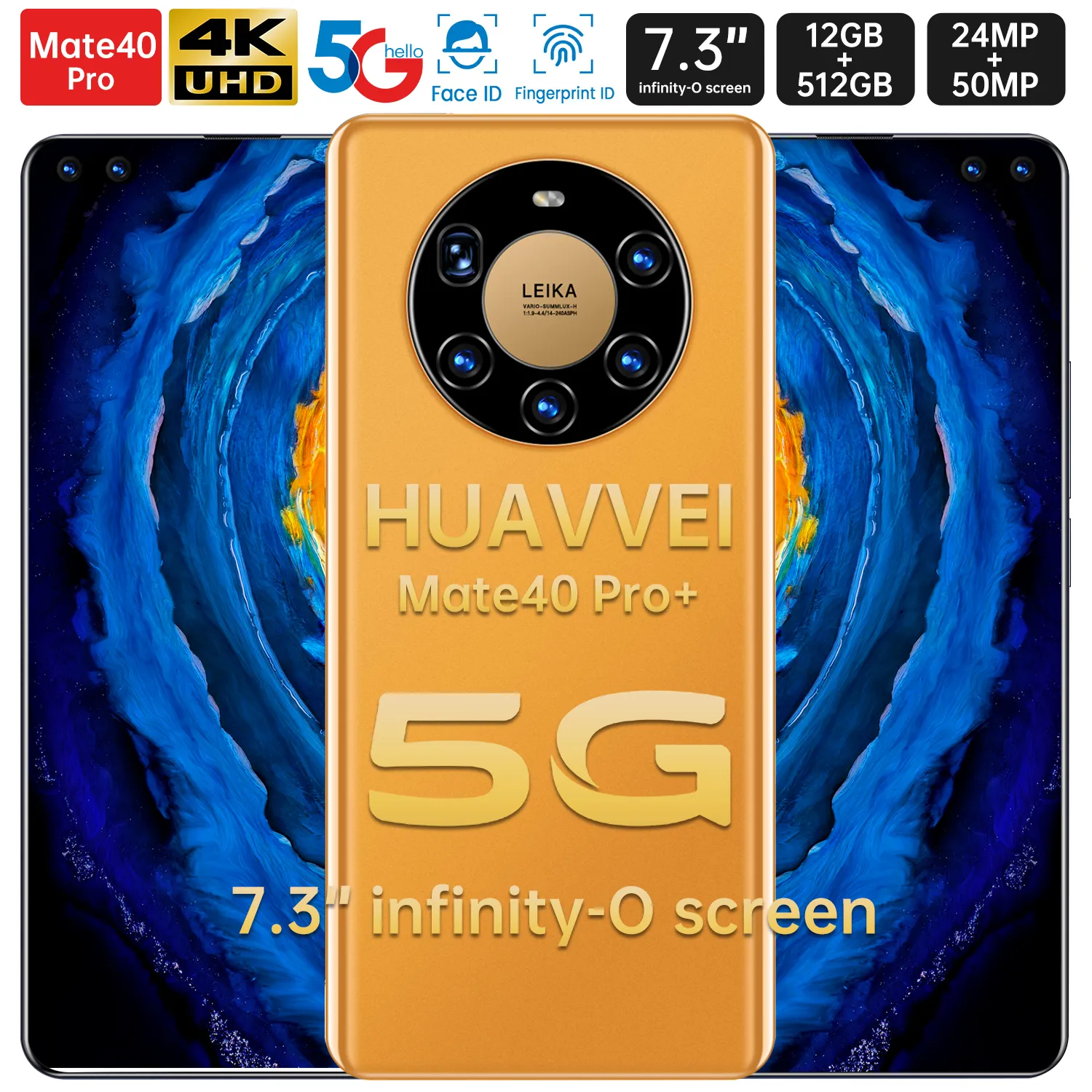 US EU 4G LTE M40ULTRA 5G Smart telefoon 7,3 inch Punch-Hole Volledig scherm HD Android 12 Octa Core 256 GB 512GB 1 TB Fingerprint Face ID 5 Camera's GPS-smartphone