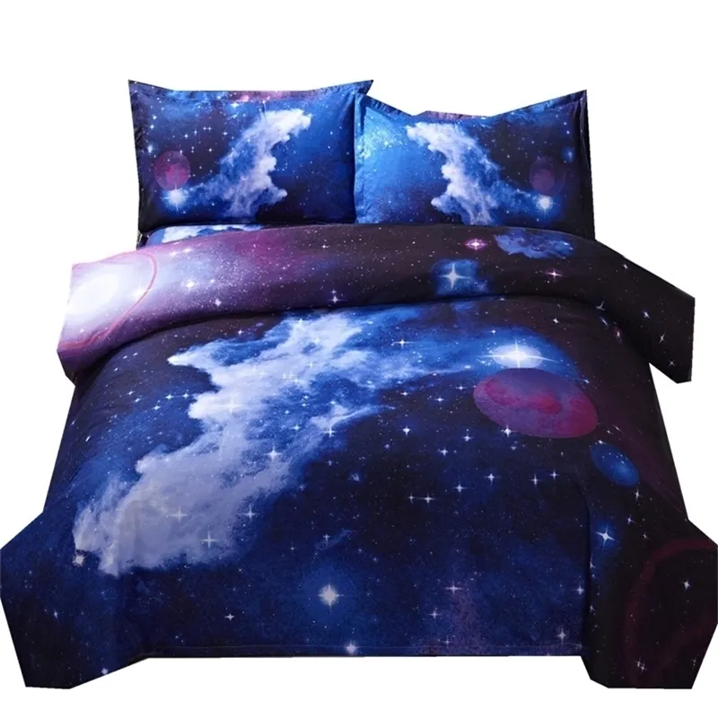 3D Galaxy Duvet Cobertura Conjunto único duplo gêmeo / rainha 2pcs / 3 pcs / 4 pcs conjuntos de cama universo exterior espaço temático cama de cama 201211