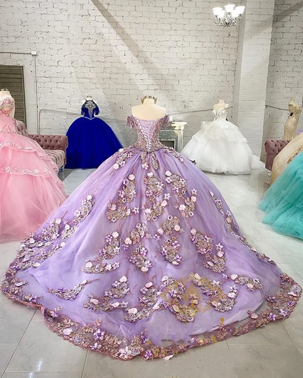 Лаванда от плечевых бусин платья quinceanera платья с шариковыми платьями Сладкие 16 -летние платья принцессы на 15 лет vestidos de 15 anos215j