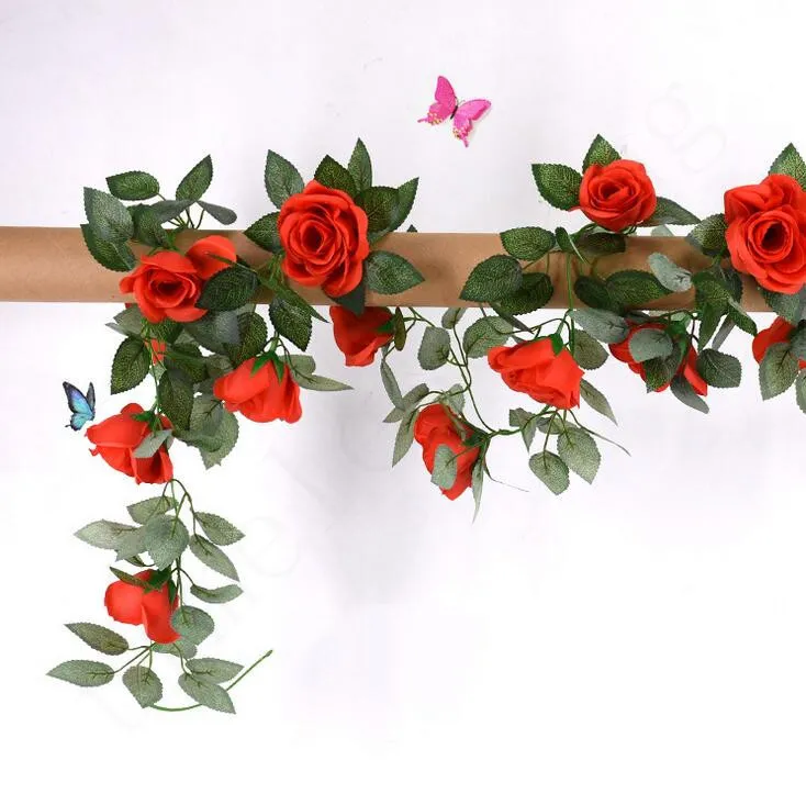 2.2m Fleur Artificielle Vigne Faux Soie Rose Fleur De Lierre pour La Décoration De Mariage Vignes Artificielles Suspendus Garland Home Decor HHD4811