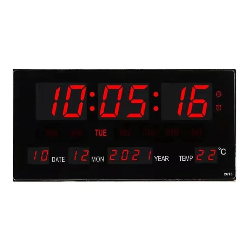 Luminous Electronic Wall Clock All Alarm Houtly Chimering Temperature Calendar Table Zegary z EU / UK / US / AU Digital LED 220115