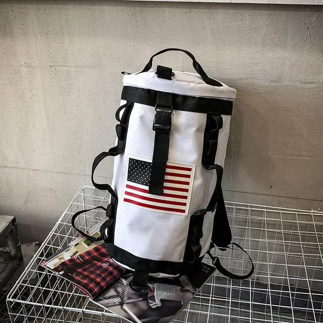 LISM 2019 Fashion Men Women Backpack Large Capaciy Travel Shoulder Bag Male Sport Gym Fitness Cylinder Bags Hip Hop Backpack