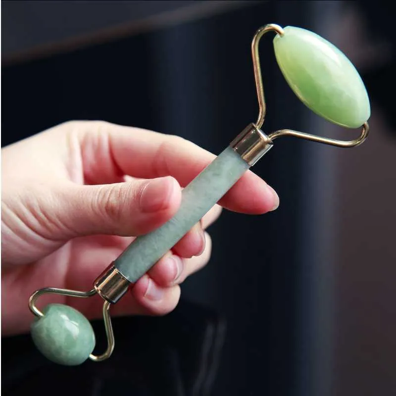 Drop Ship Hot Sälj Hälsa Natur Facial Skönhet Massage Tool Jade Roller Face Tunn Massager Face Gå ner Vikt Skönhetsvård Roller Verktyg