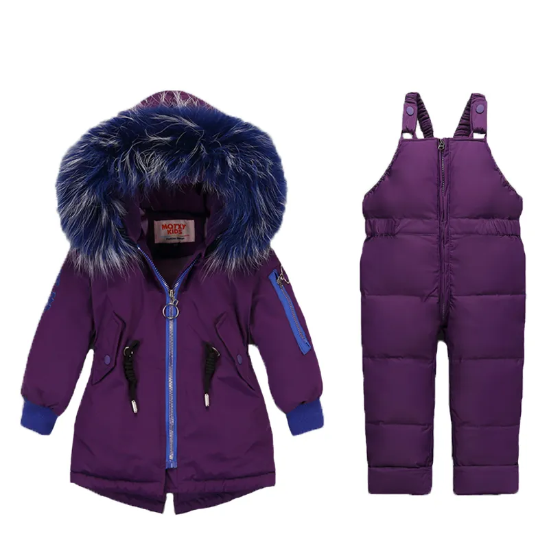 -30 grader vinter baby jumpsuit för barn pojkar nerjacka 2st set coat för flicka varm barnkläder spädbarn snöig lj201017