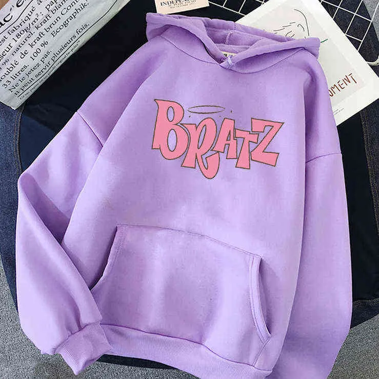 Bratz Letter print hoodie Autumn winter Sweatshirt unisex men and Women`s Casual student Fashion Hooded Long Sleeve 220115